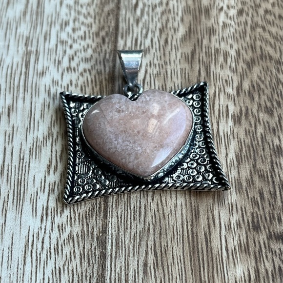Pink Amazonite Heart Pendant - Picture 2 of 3